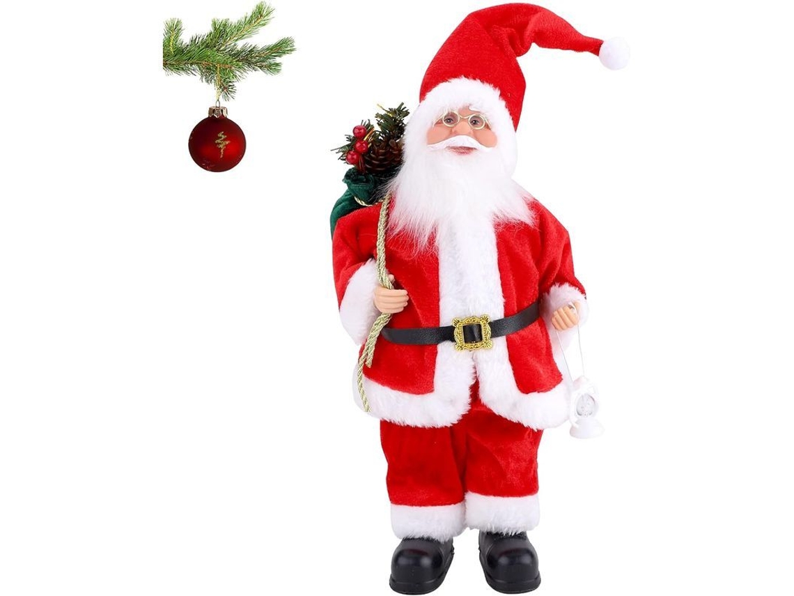 Figura de Papai Noel em Pé 30cm Nova Line decorativa tradicional com barba longa | S/MARCA