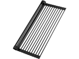 Nova Line rack de Secagem de Pratos Rolável 52cm Versátil para Pia com Silicone Resistente Ao Calor Preto