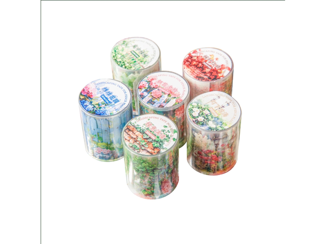 Fita Adesiva, 6 Rolos, Decorativa Scrapbooking, Pet Com Diversos Padrões Decorativos Diários, Agendas, Planners E Artesanato