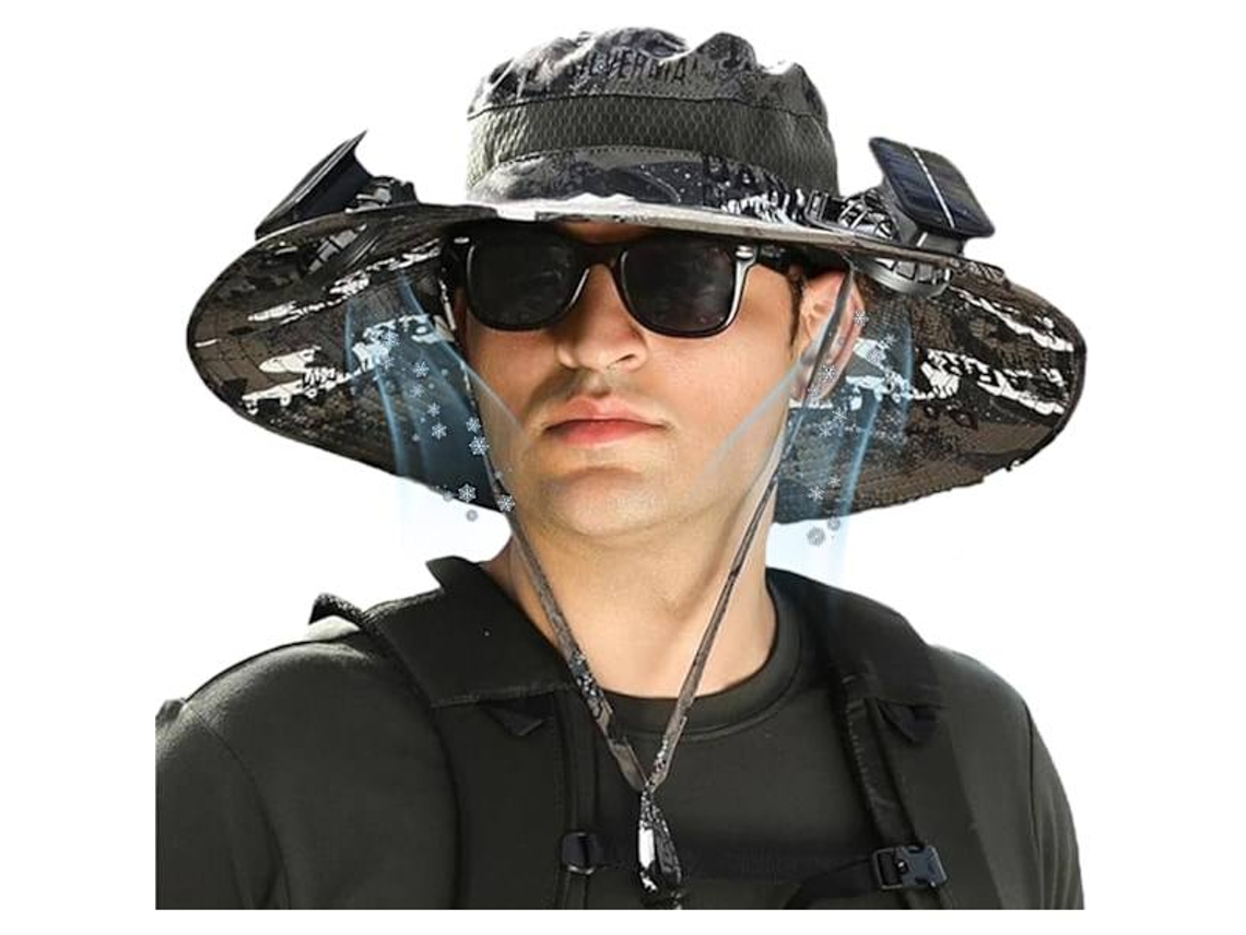 Chapéu Solar Com Ventilador Usb Para Camping
