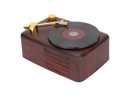 Caixa Mali de Som Bluetooth Mini, Design de Tocador de Vinil, Carregamento USB, Portátil, Carro, Laptop, Celular