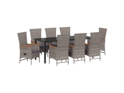 Conjunto 9 Conjunto De Móveis Para Exterior Vidaxl Cinzento Vime Pe (200 X 80 X 73 Cm)