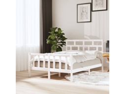 Estrutura De Cama 120x200 Cm Madeira De Pinho Maciça Branco