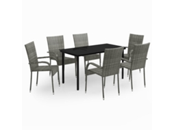 Maison Exclusive - 7 Pcs Conjunto De Jantar Para Jardim Cinzento E Preto