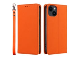 Capa De Couro Para Celular Com Estampa De Lichia E Fecho Magnético.laranja Hermes - Iphone 6 Plus