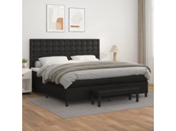 Vidaxl Cama Com Molas/colchão 200x200 Cm Couro Artificial Preto