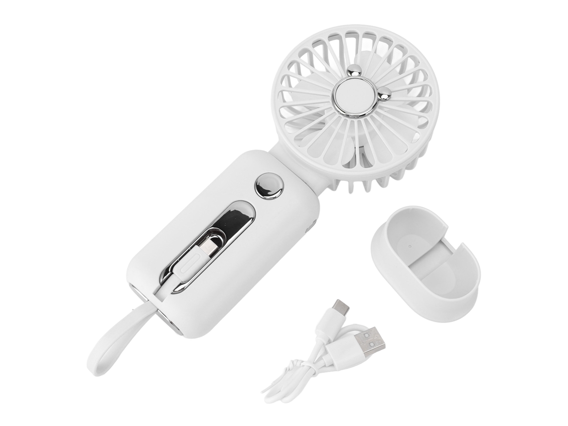 Ventilador Portátil Carregador de Telefone Usb Branco com Banco de Energia | S/MARCA