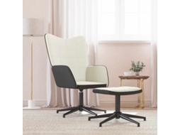 Vidaxl Cadeira De Descanso Com Banco Pvc E Veludo Branco Nata