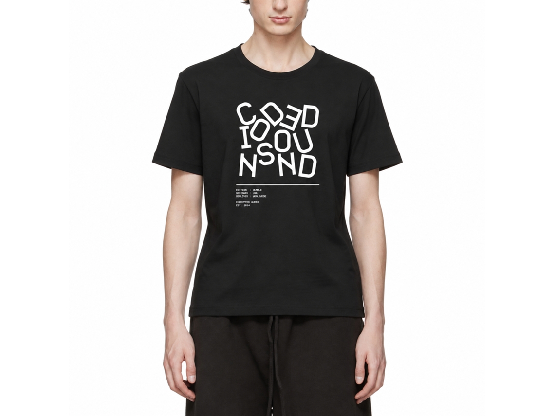 Rockinstone Ea - Coded Jumble black Tee Encrypted Audio T-shirt Unique Designer Style