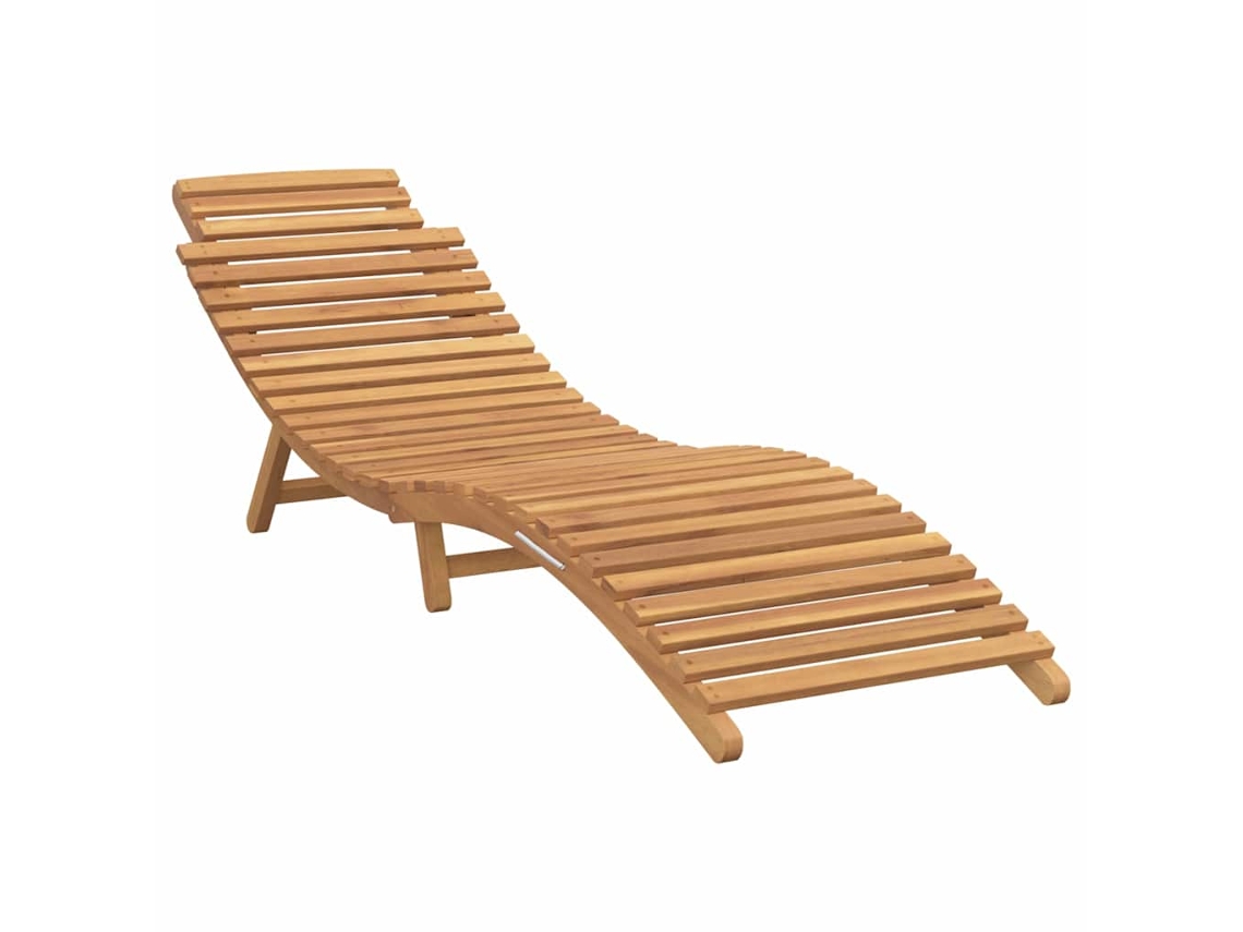 Conjunto 1 Espreguiçadeira Vidaxl Castanho Madeira De Teca Maciça (198 X 55 X 58,5 Cm)