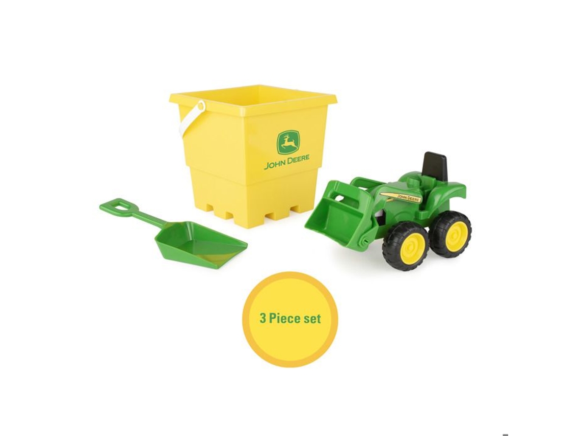 Conjunto de areia para brincar Tomy John Deere com balde de plástico e caminhão basculante para crianças de 18 meses ou mais