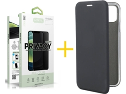 Capa + 1 Película de Vidro Anti-Spy iPhone 13 Mini ACCETEL PRM Flip Cover Preto