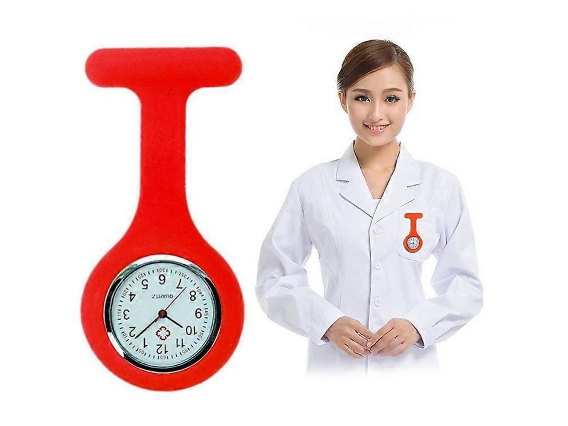Relógio De Pulso Portátil De Silicone Redondo Para Enfermeira, Com Mecanismo De Quartzo E Alfinete.