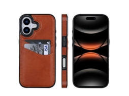 Capa De Couro Cor Lichia Para Iphone 17 Com Compartimento Para Cartão
