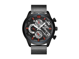 Relógio esportivo masculino Bagari em metal com movimento de quartzo à prova d'água (preto/vermelho)