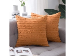 2026 2 Fundas de Almohada Decorativas de Otoño Boho Con Tiras Jacquard Lino Naranja 18x18 Pulgadas para Sofá Sala Dormitorio