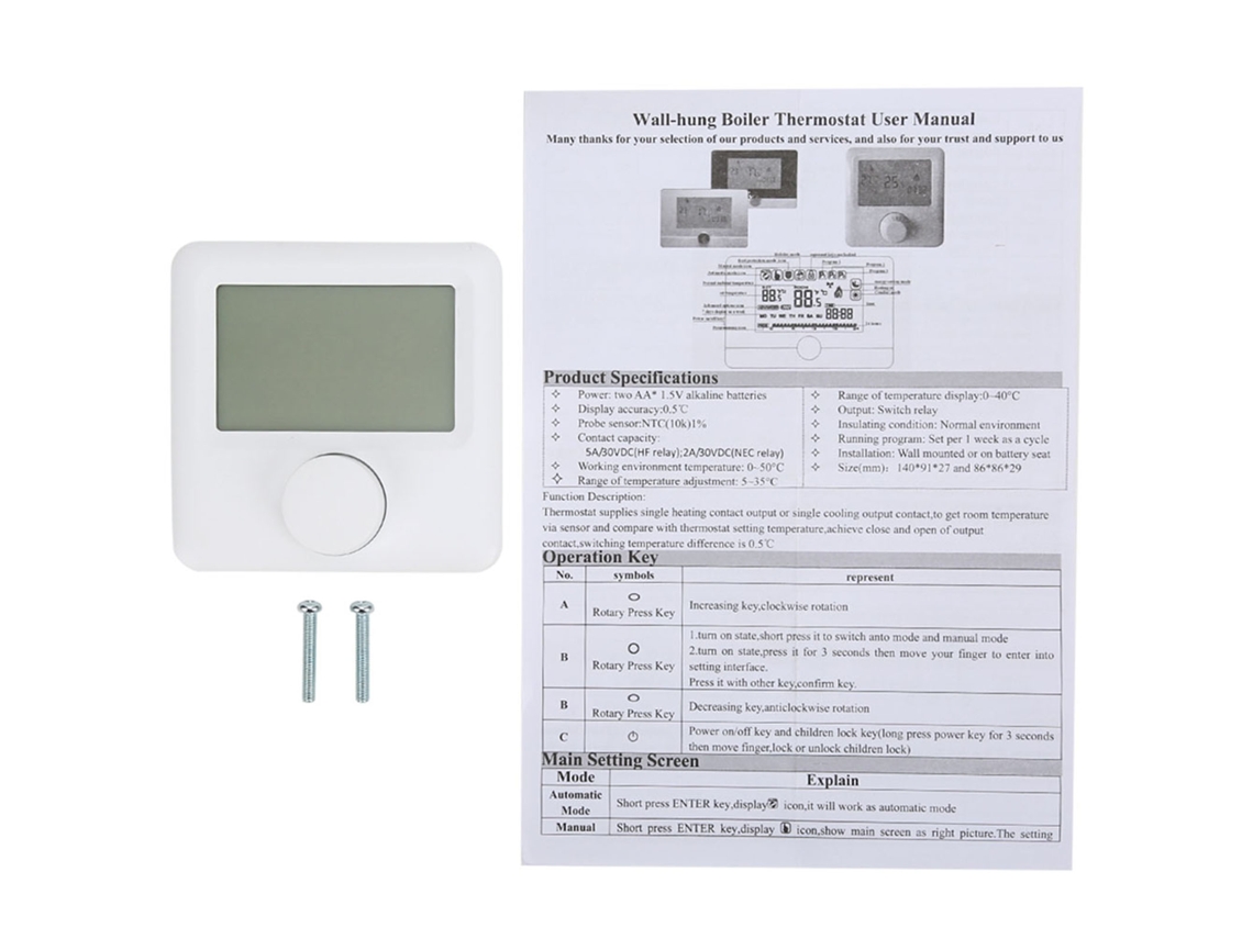Termostato Digital Programável HYO6BW com Display LCD