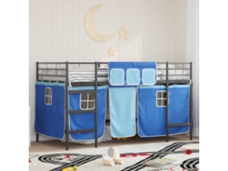 Vidaxl Estrutura De Cama Beliche Para Crianças Com Cortinas Liso