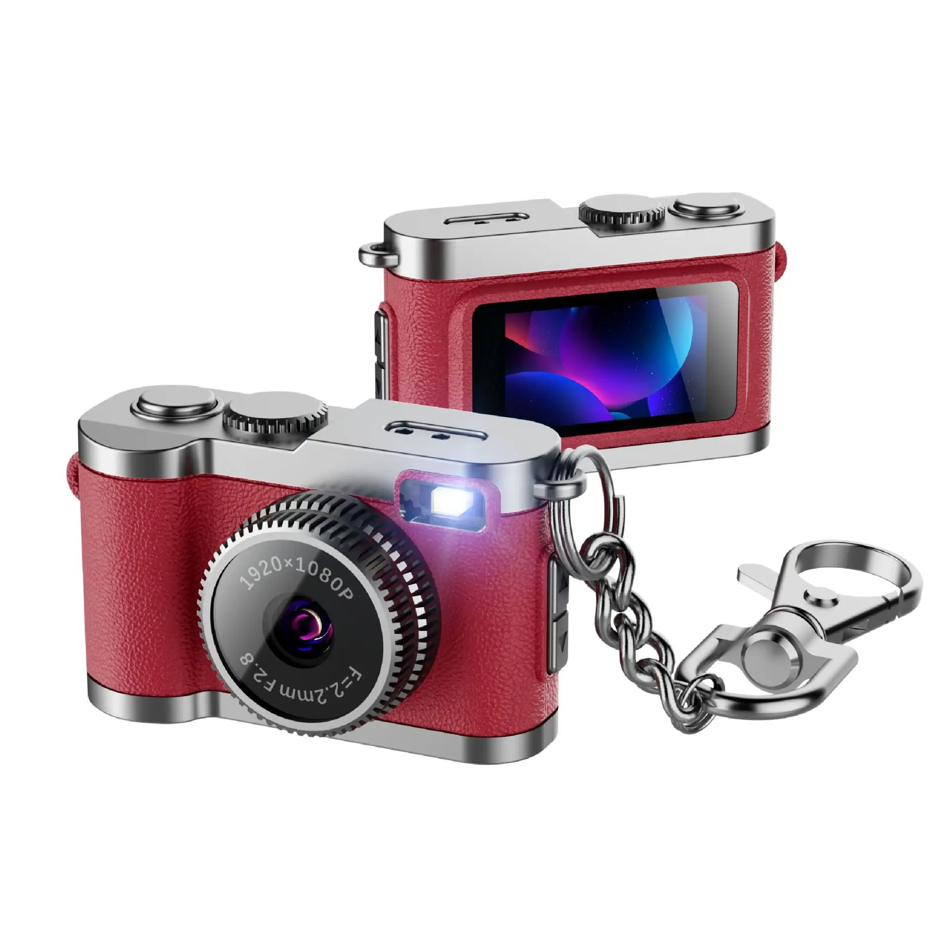 Câmera Digital 1080p Mini Câmera com Tela Portátil para Esportes Ao Ar Livre Filmadora Retrô de Polegar MDUG (vermelho 128g)