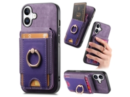 Casa Em Tpu Anti-queda, Com Suporte E Porta-cartões Para Apple Iphone 16 - Roxo