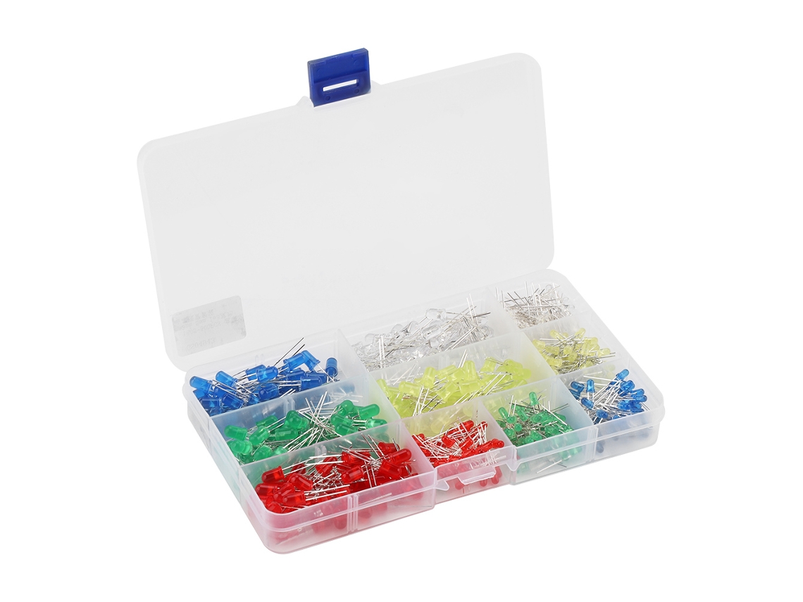 Kit de 500 diodos LED 3mm 5mm vermelho amarelo branco verde azul variedade de luz
