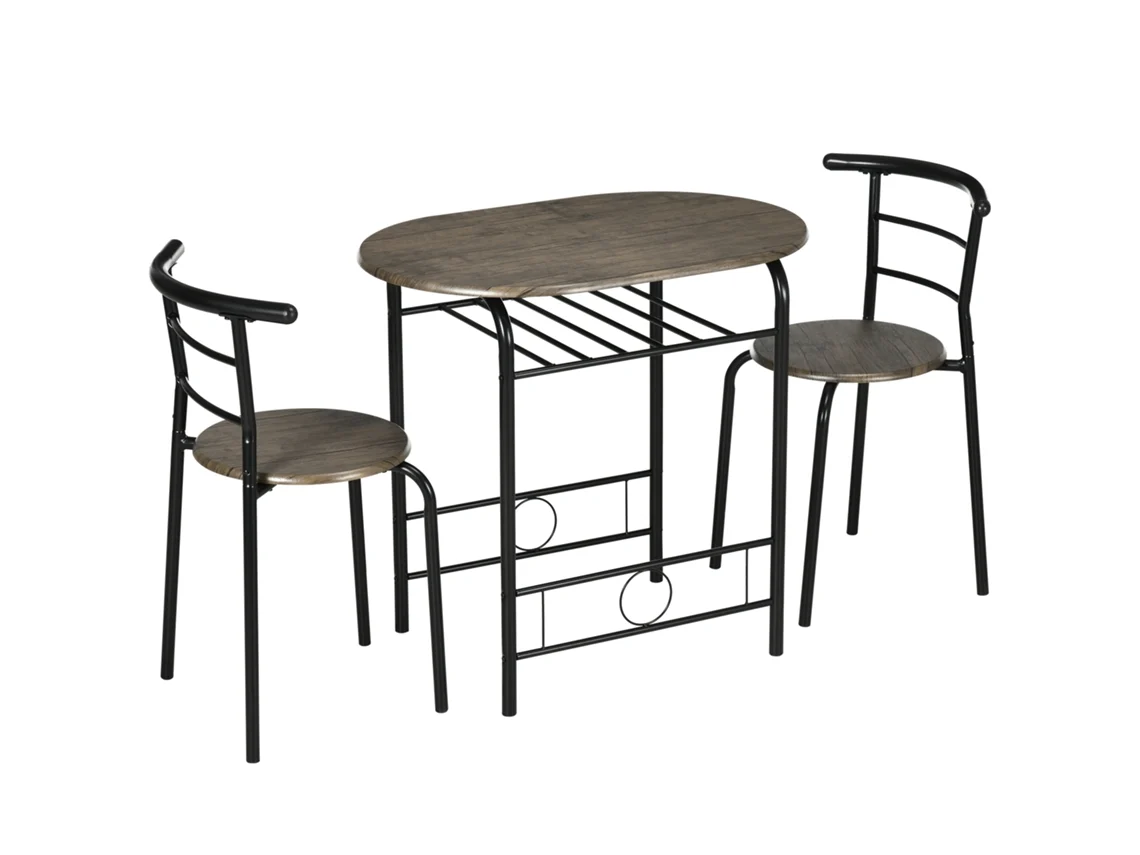 Conjunto de Mesa de Bistrô BTFORUS com 2 Cadeiras em Preto (80x53x74,5 cm)