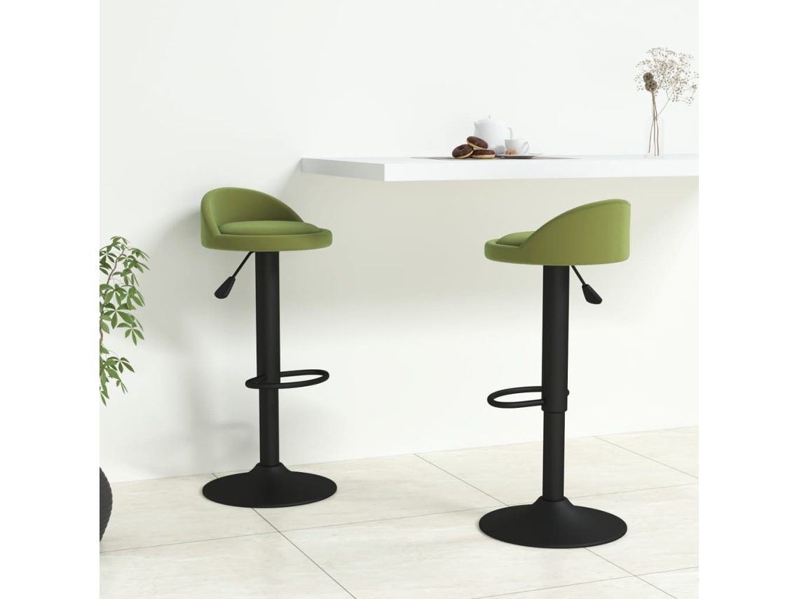 Vidaxl Bancos De Bar 2 Pcs Veludo Verde-claro