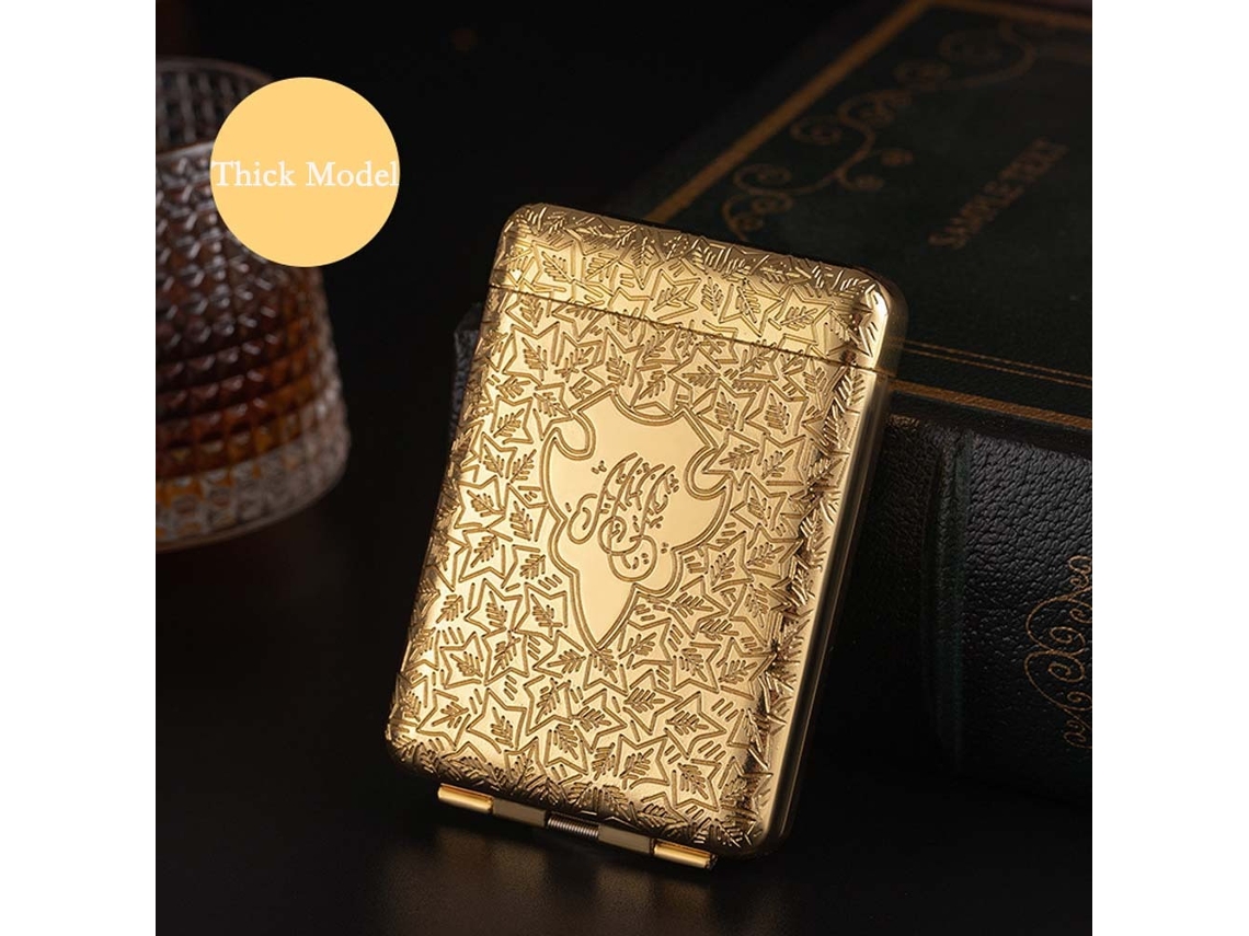 Porta-cigarros Triplo De Metal - Capacidade Para 16 Cigarros King Size Gold