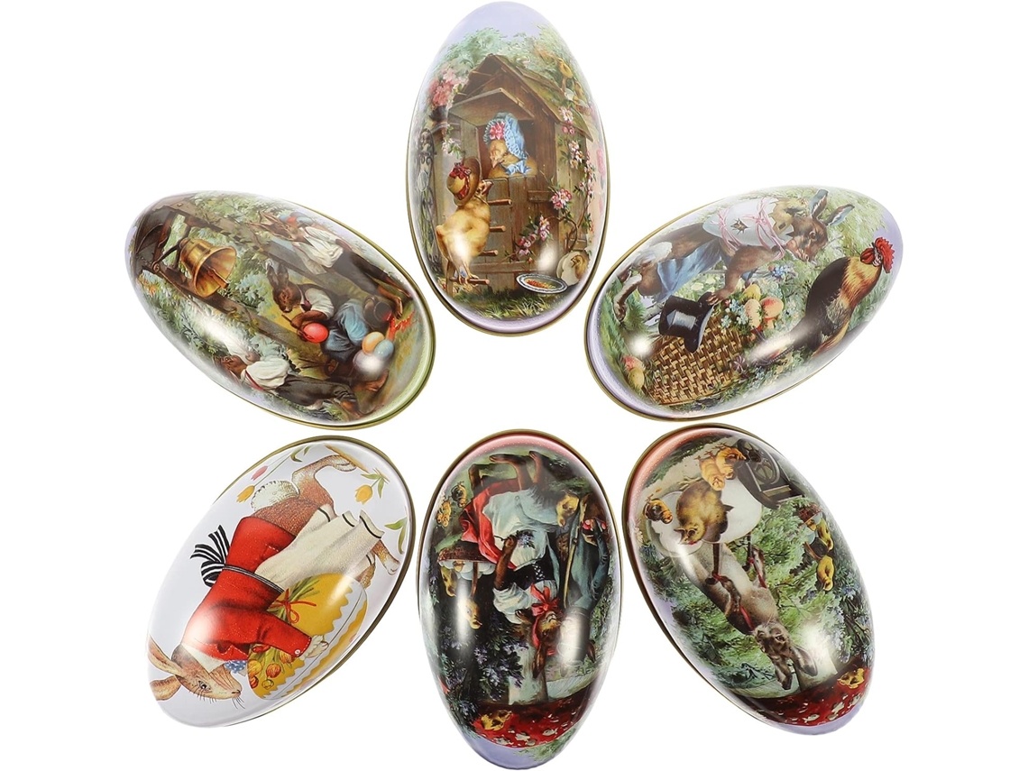 Conjunto De 6-caixas Lata Para Doces E Armazenamento Páscoa Sewroro, Ideais Para Decoração De Festas, Embalagens E