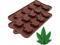 Maconha Cannabis Folha de Cânhamo Moldes de Silicone para Pote Molde de Doces Goma de Chocolate Pacote com 2