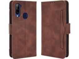 Capa Cartões para Zte Zte Libero 5g Hongwe. Pele Sintética Premium Castanho1