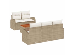 Conjunto 6 Conjunto De Sofá De Jardim Vidaxl Bege Vime Pe (179 X 62 X 69 Cm)