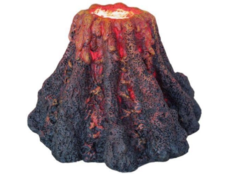Adorno para Peixes KW Vulcão com Luz Led (Multicor - 16x12x16cm - Resina)