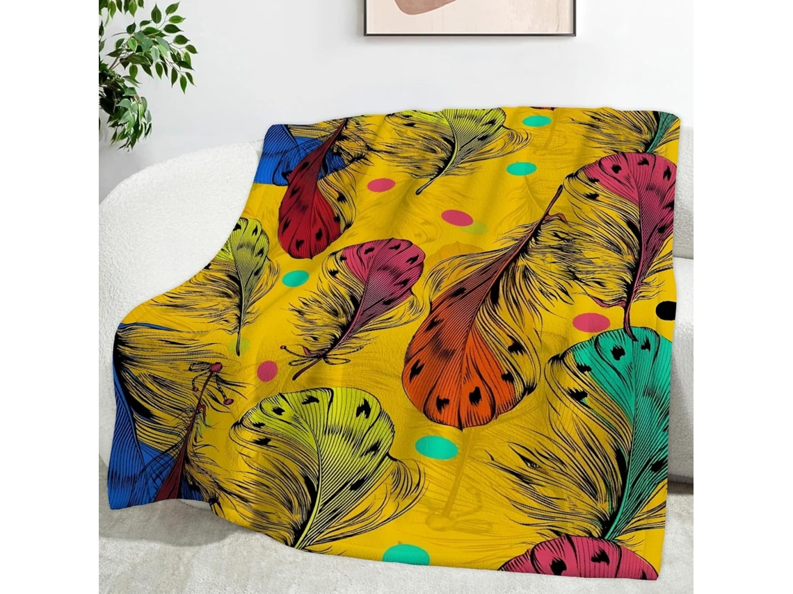 Manta de Penas Bolinhas 180x200 Cm Multifuncional Macia Flanela Aconchegante para Cama Escritório Soneca Conju