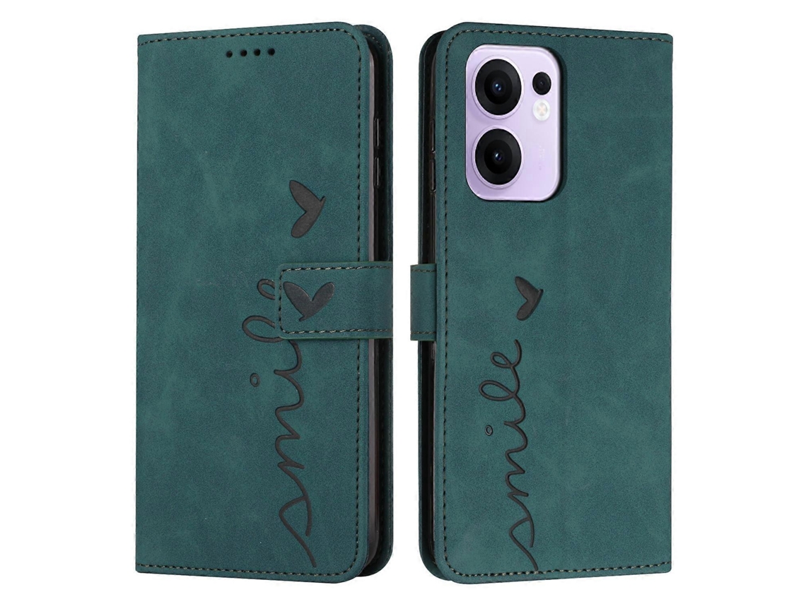 Capa De Couro Para Celular Com Estampa De Coração E Cordão Longo