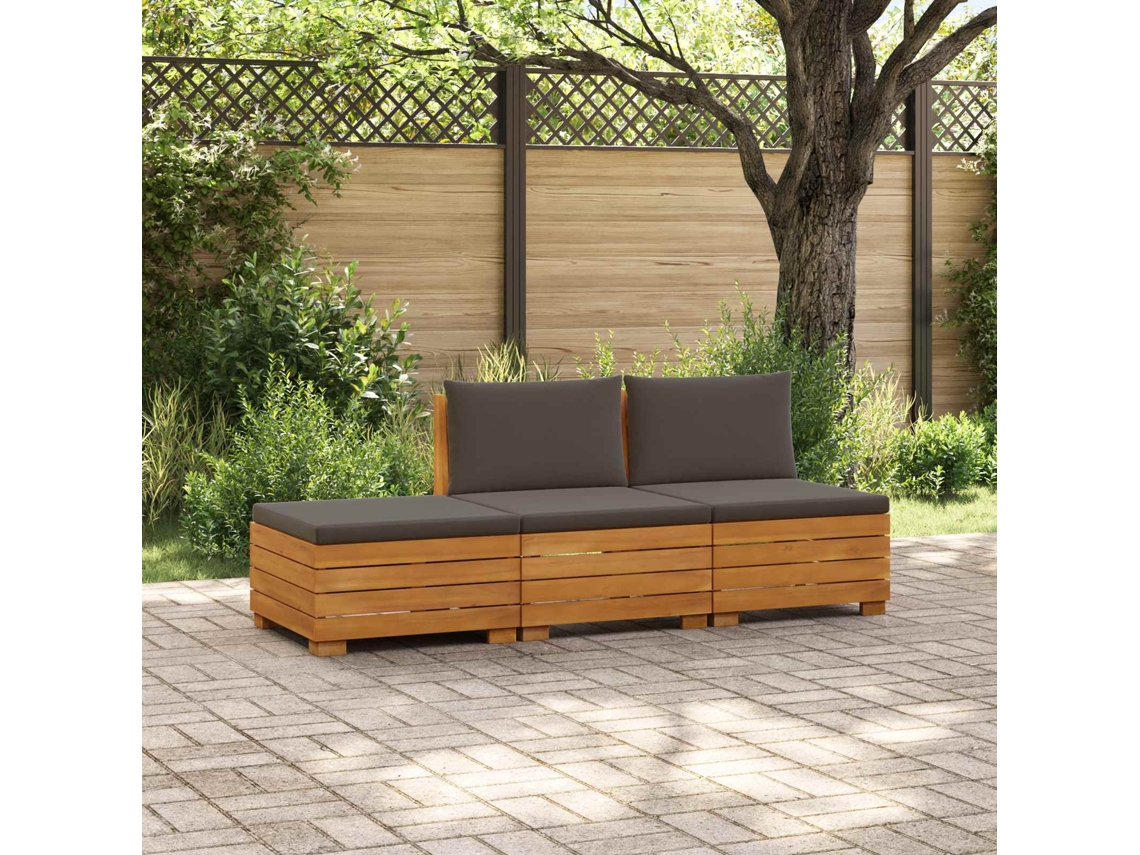 Vidaxl 3 Unid. Conjunto De Sofás Para Exterior Castanho