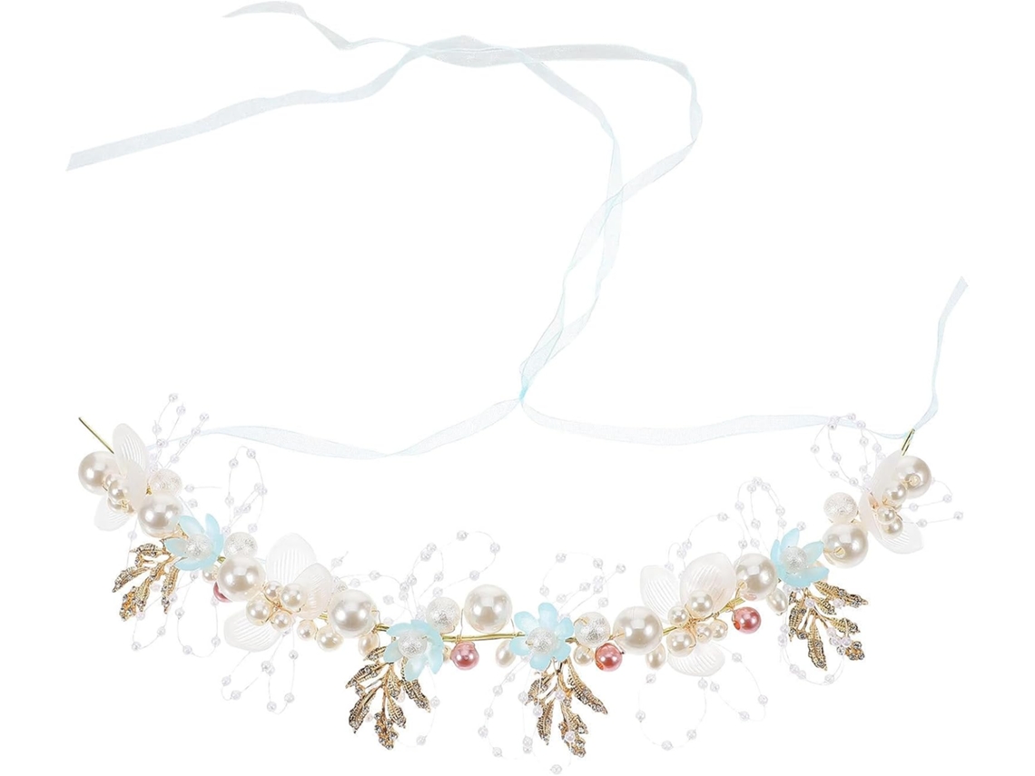 Tiara Feminina Com Design Exclusivo Pérolas E Flores, Leve E Confortável.