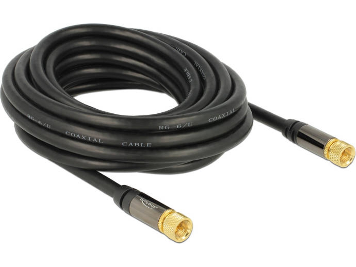 Cabo de Antena DELOCK (Coaxial - 5 m - Preto)