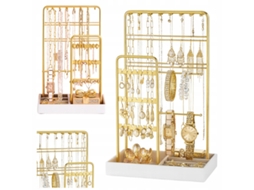 Organizador De Bijuterias Metal Tábua De Veludo 30cm Grande Capacidade Dourado