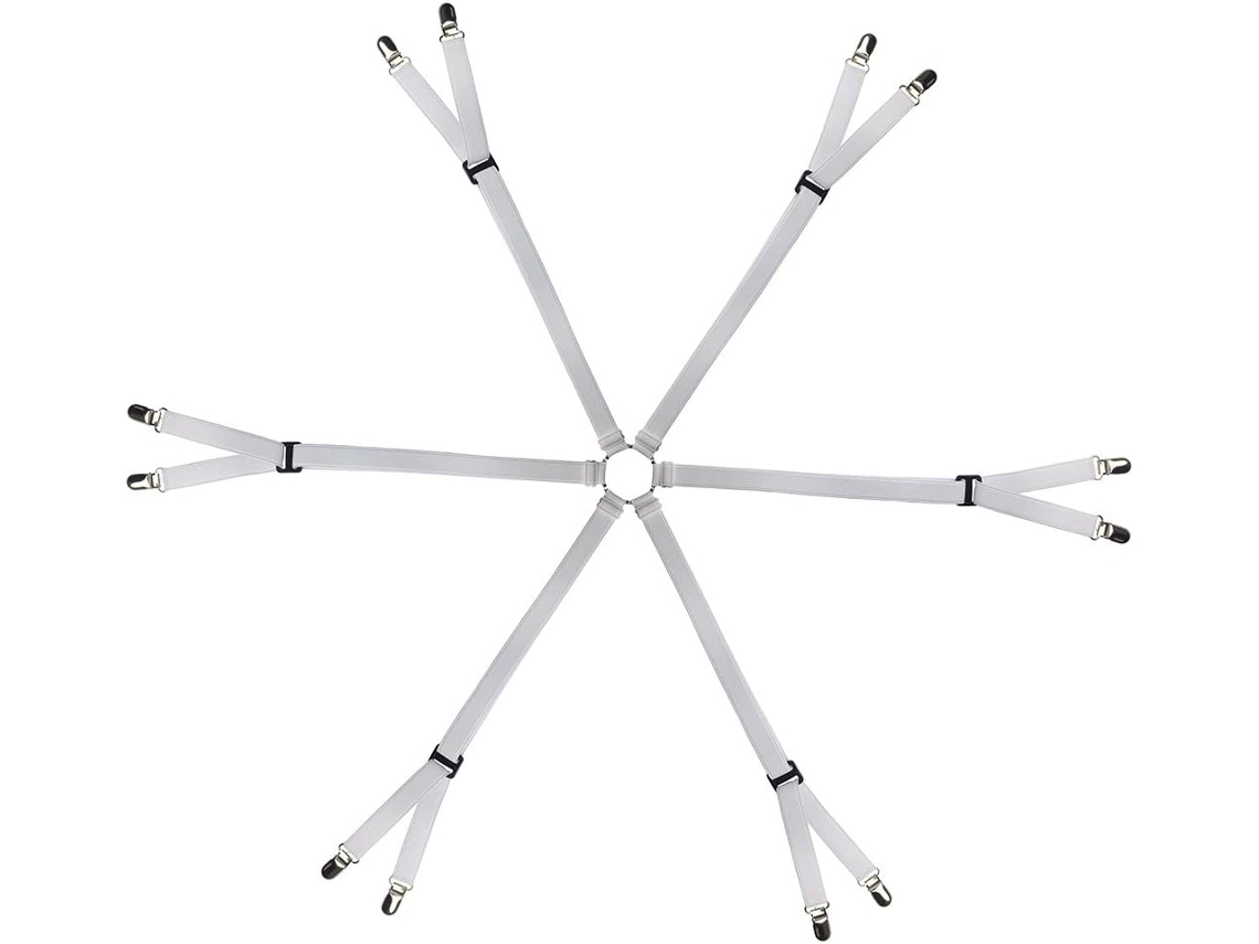 Lurelia Correias Para Lençol Branco Ajustável Elástico Resistente Seguro Metal Colcha Colchão Cama Casal Queen Solteiro