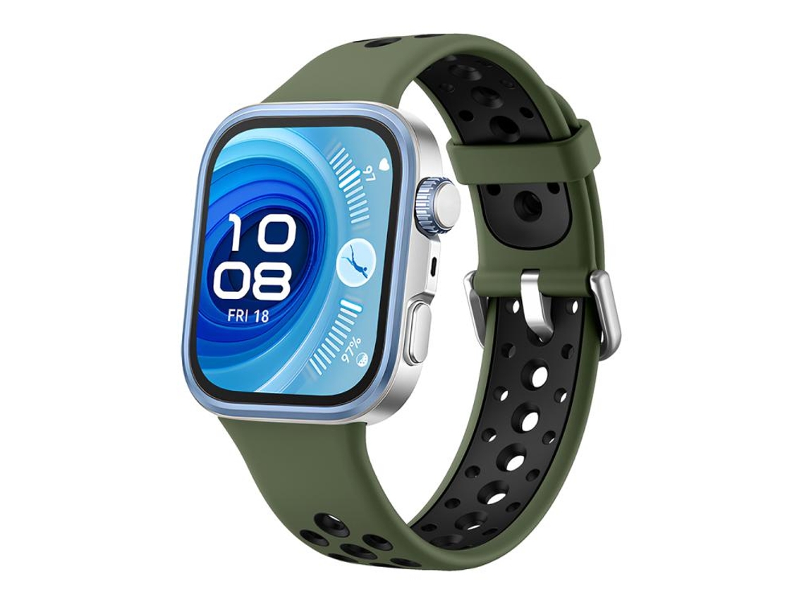 Bracelete Para Huawei Watch Fit 4 Pro / Fit 4 / Fit 3 - Silicone Bicolor - Furos Redondos Verde-abeto