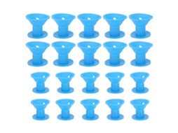 20pcs Bigode De Cabelo De Silicone Tamanhos Diferentes Cachos Reutilizáveis Ferramenta De Estilo Para Mulheres Azul