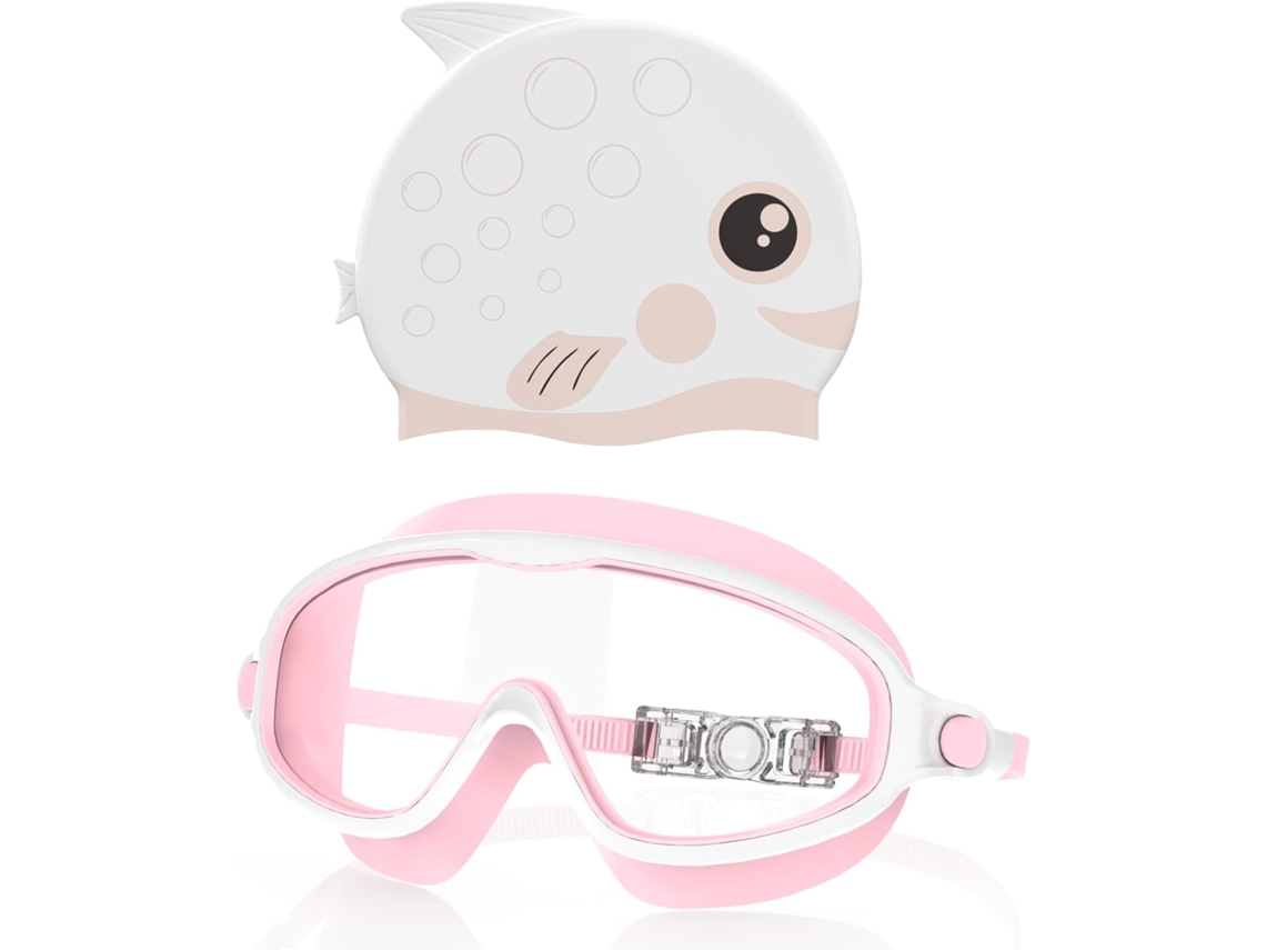 Óculos de Natação AQUAFORGE infantis, de 3 a 8 anos, com touca, lentes antiembaçante, proteção UV