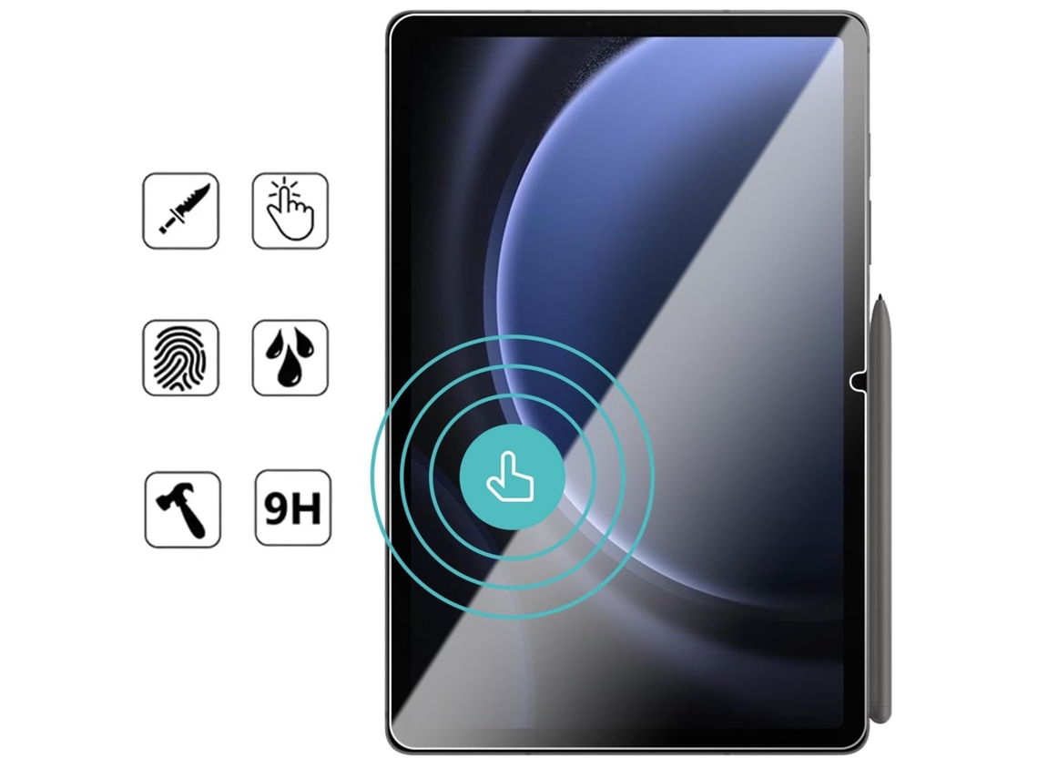 Película protetora de vidro temperado 9H para Samsung Galaxy Tab S9 FE, resistente a rachaduras.
