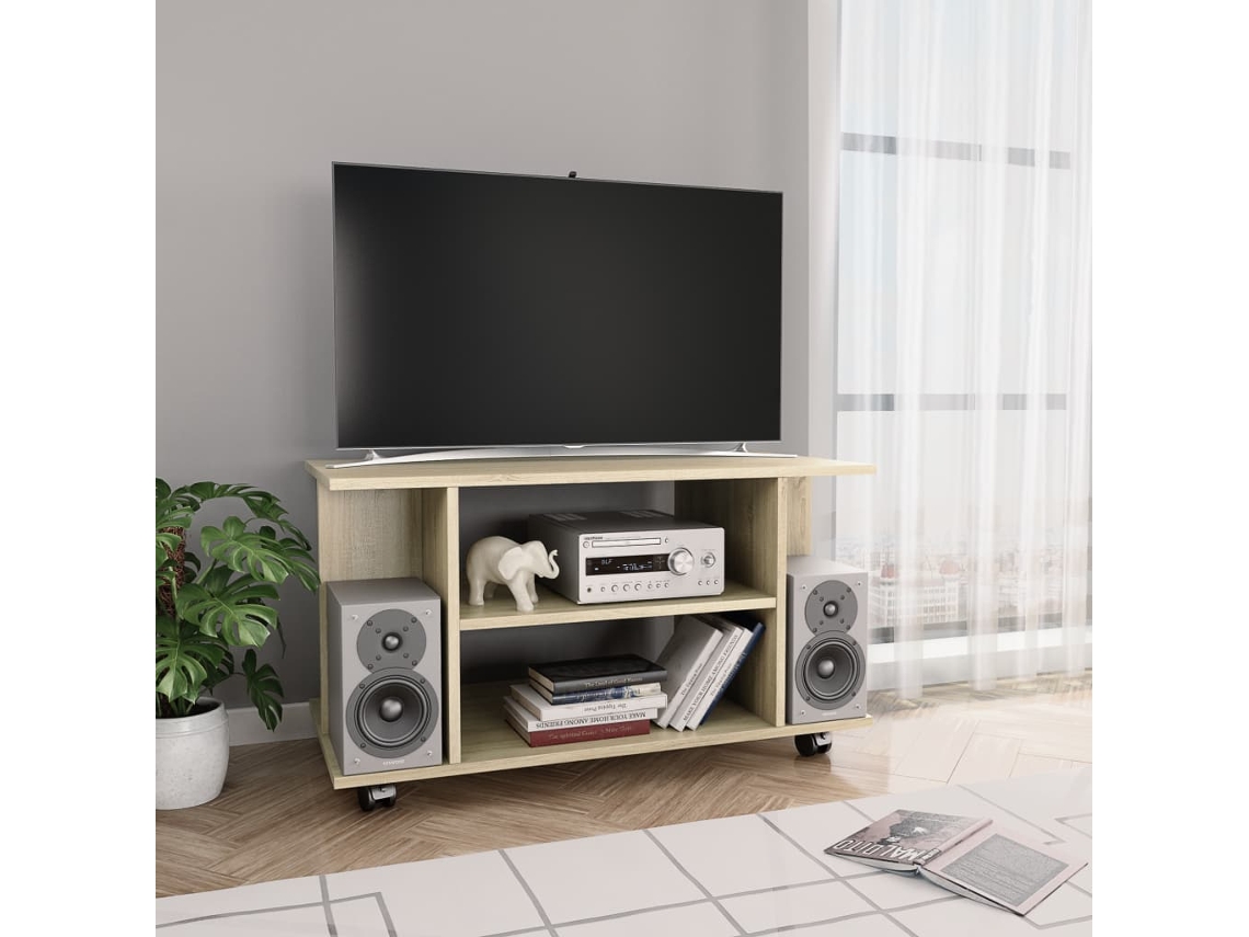 Vidaxl Móvel de Tv com Rodas 80x40x45 Cm Deriv.madeira Carvalho Sonoma