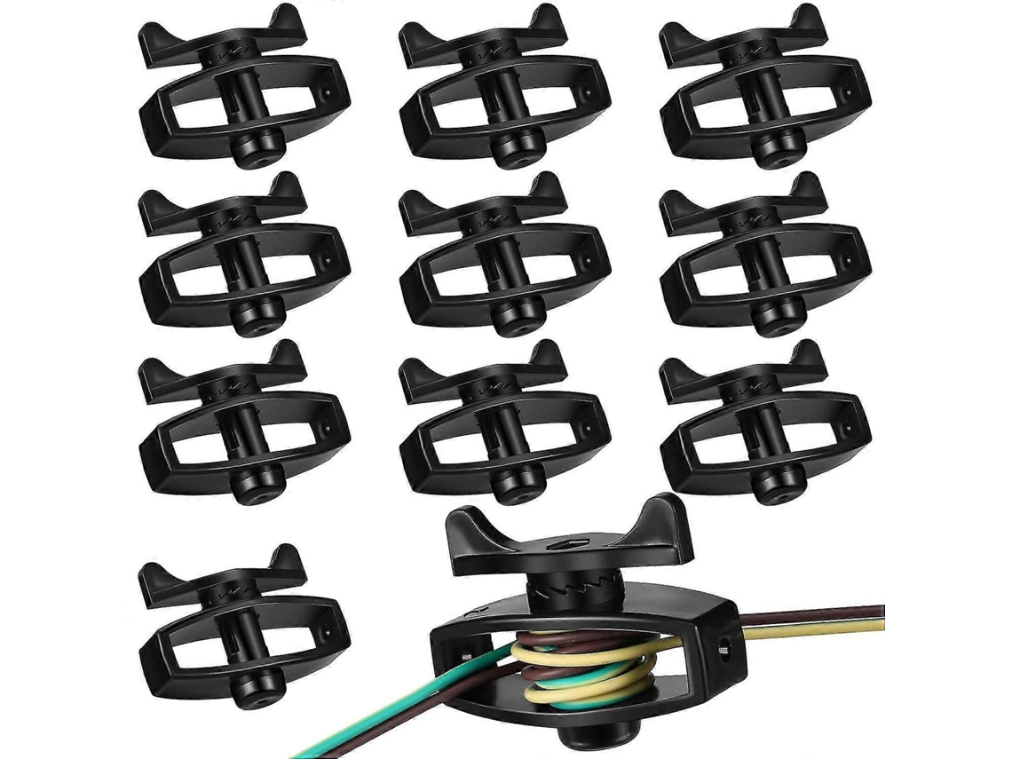 24 Tensores De Cerca Elétrica Em Plástico Preto Isolante, Com Medidas De 2,6 X 2,2 Polegadas.