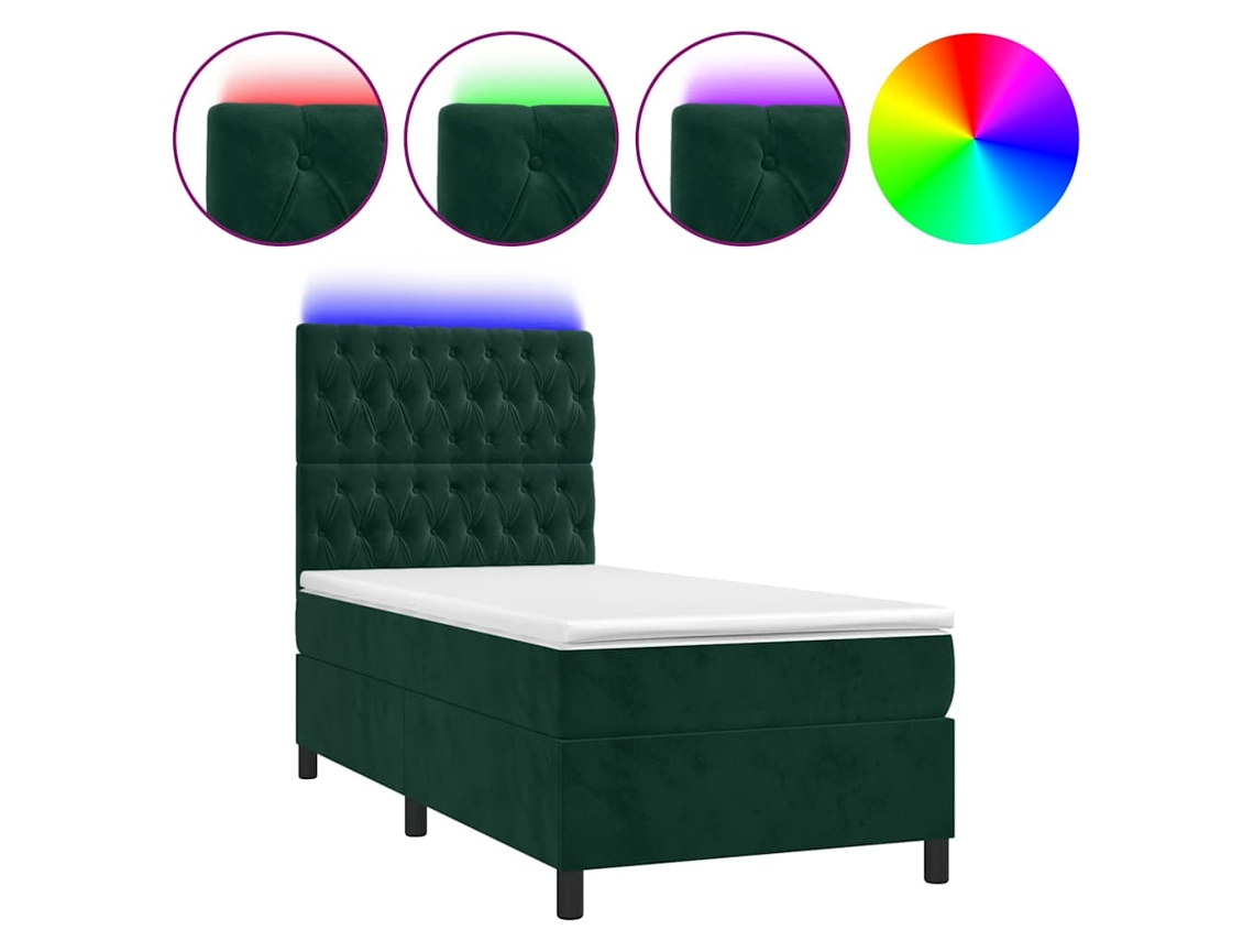 Box Spring Bed, Box Spring Beds Vidaxl Verde Veludo (90 X 190 Cm)