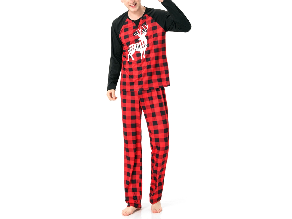 Laxiscreed Pijamas Natalícios Para Família Com Estampa De Veado, Macacão De Manga Longa Para Festas De Natal Mulher Xl