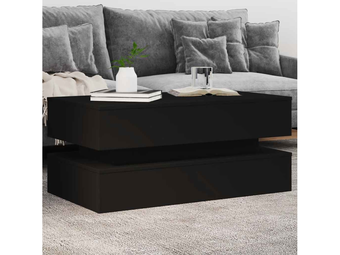 Vidaxl Mesa De Centro Com Luzes Led 90x50x40 Cm Preto