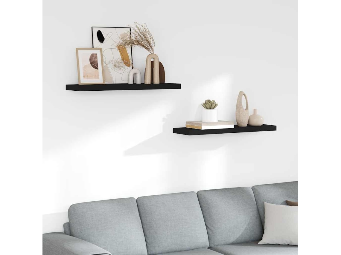 Vidaxl Prateleiras Parede Suspensas 2 Pcs 80x23,5x3,8cm Mdf Preto